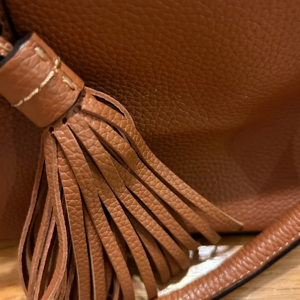 Kate Spade Tan Brown Pebbled Leather Double Handled Satchel- Mint! - Picture 2 of 10